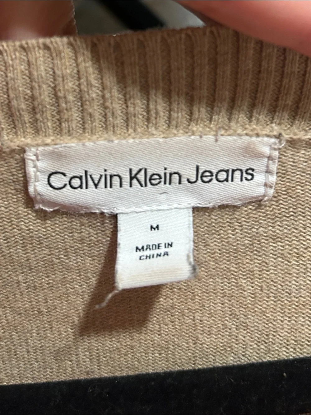 Calvin Klein Jeans Beige V-Neck Woman’s Sweater